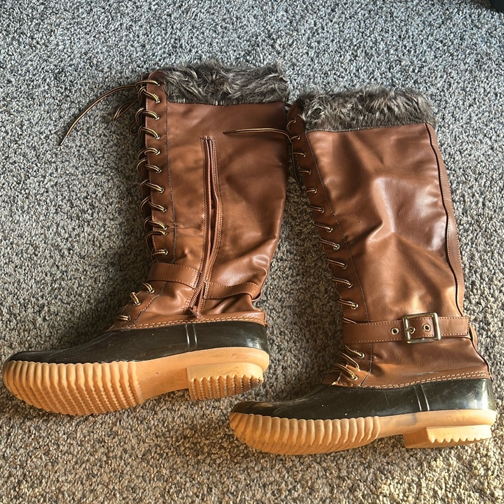 Knee High Duck Boot Fleece Lined